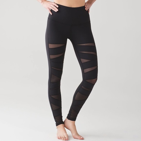 SOLD Black Lululemon Tech High Rise Mesh Tights - Picture 1 of 6